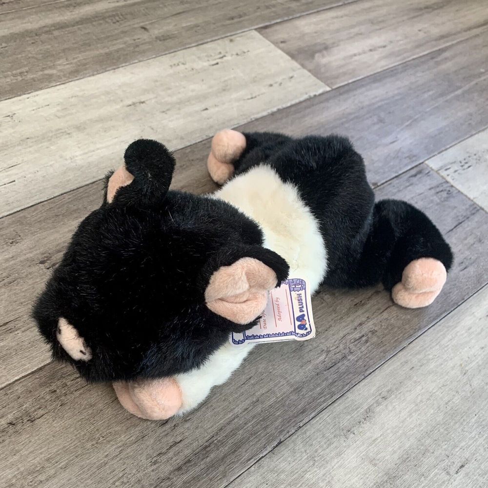 A&A Plush 12” Flopsies Penelope Pig Black White With Tags Bean Filled RARE 06293